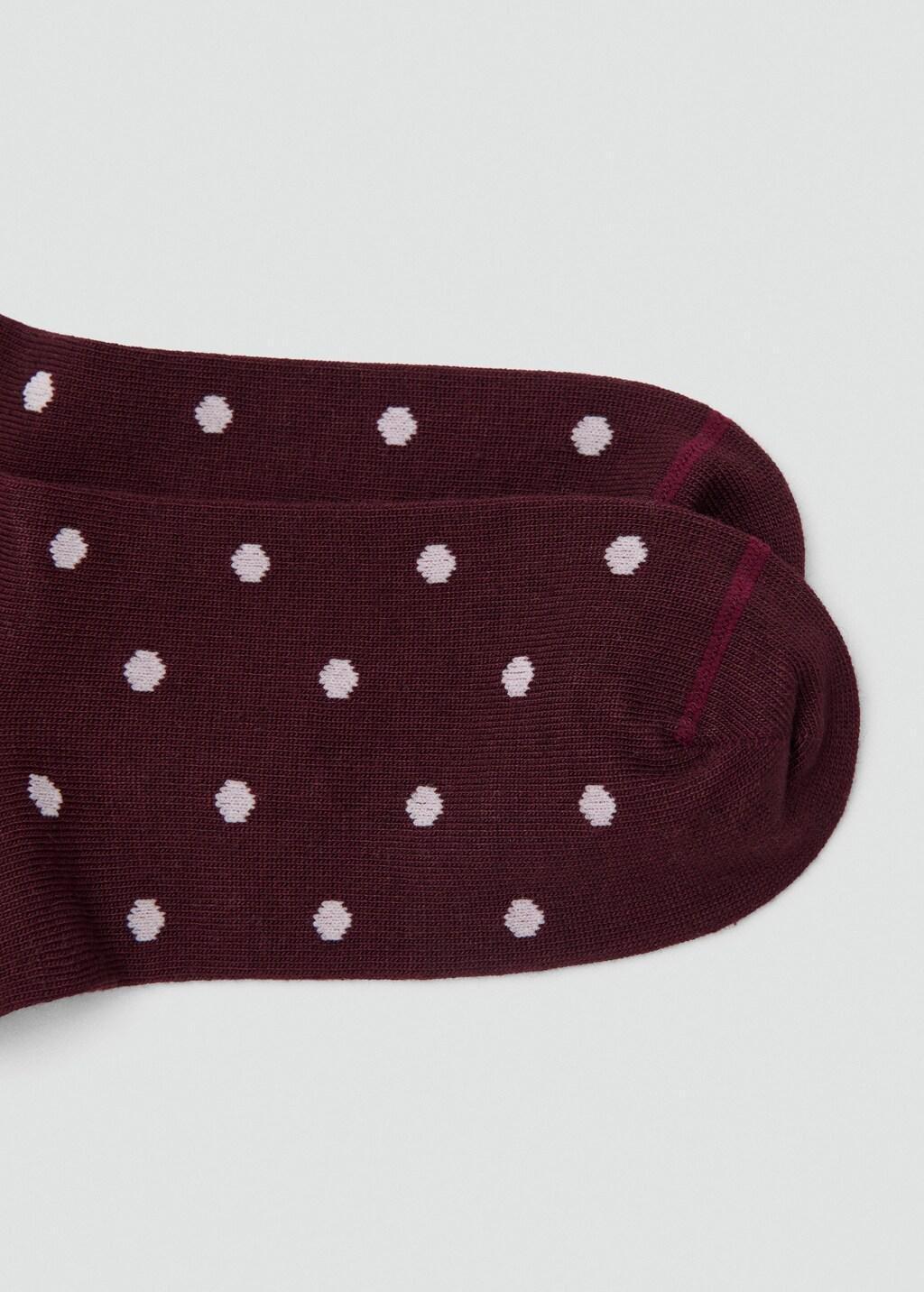 Burgundy Polka Dot Socks, Dark Red, medium