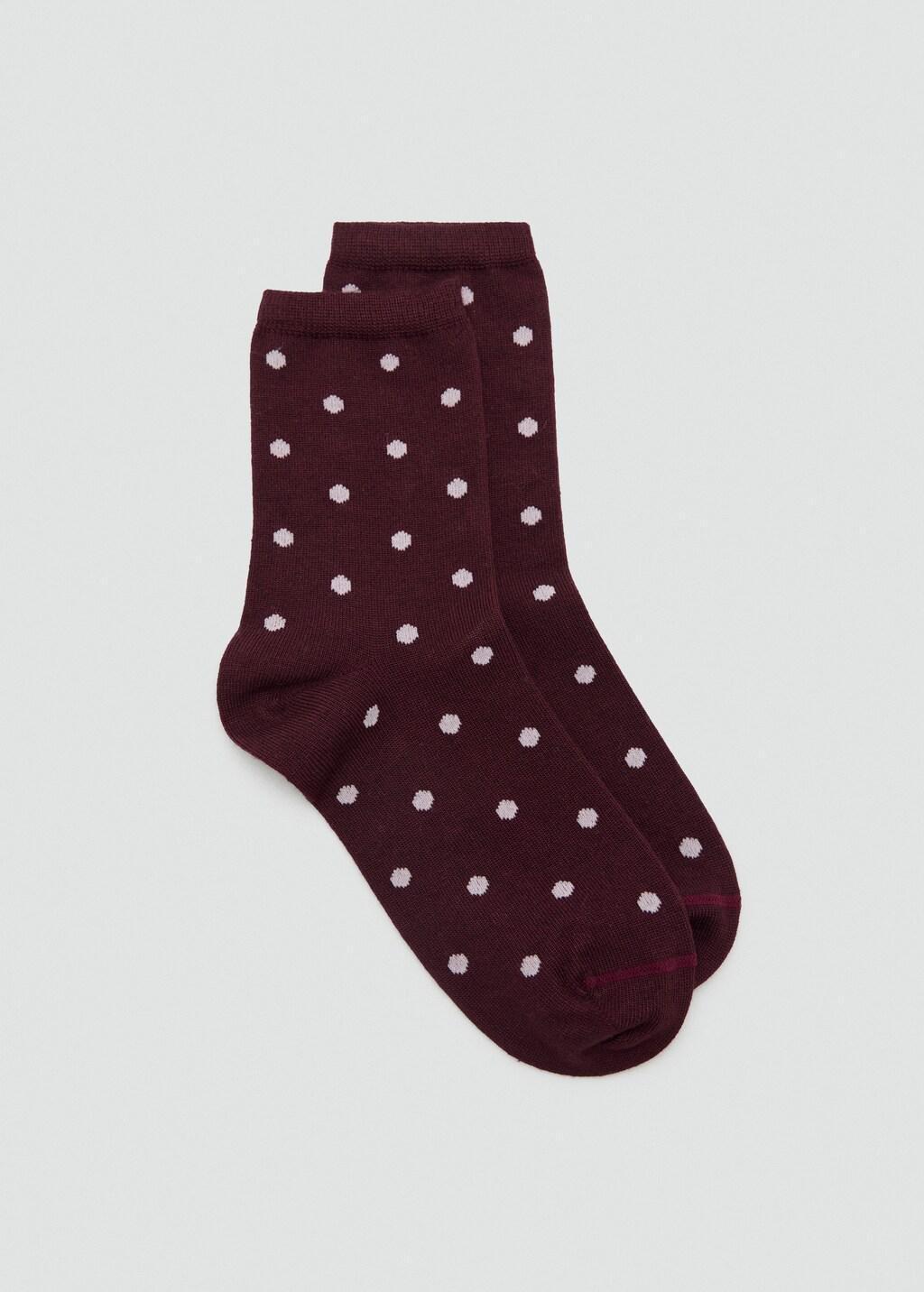 Burgundy Polka Dot Socks, Dark Red, large image number 3