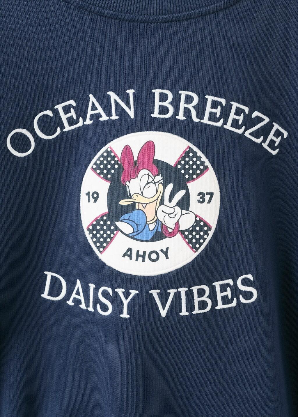 Navy Daisy Cotton Sweatshirt, Kids Girl, Navy, large image number 0