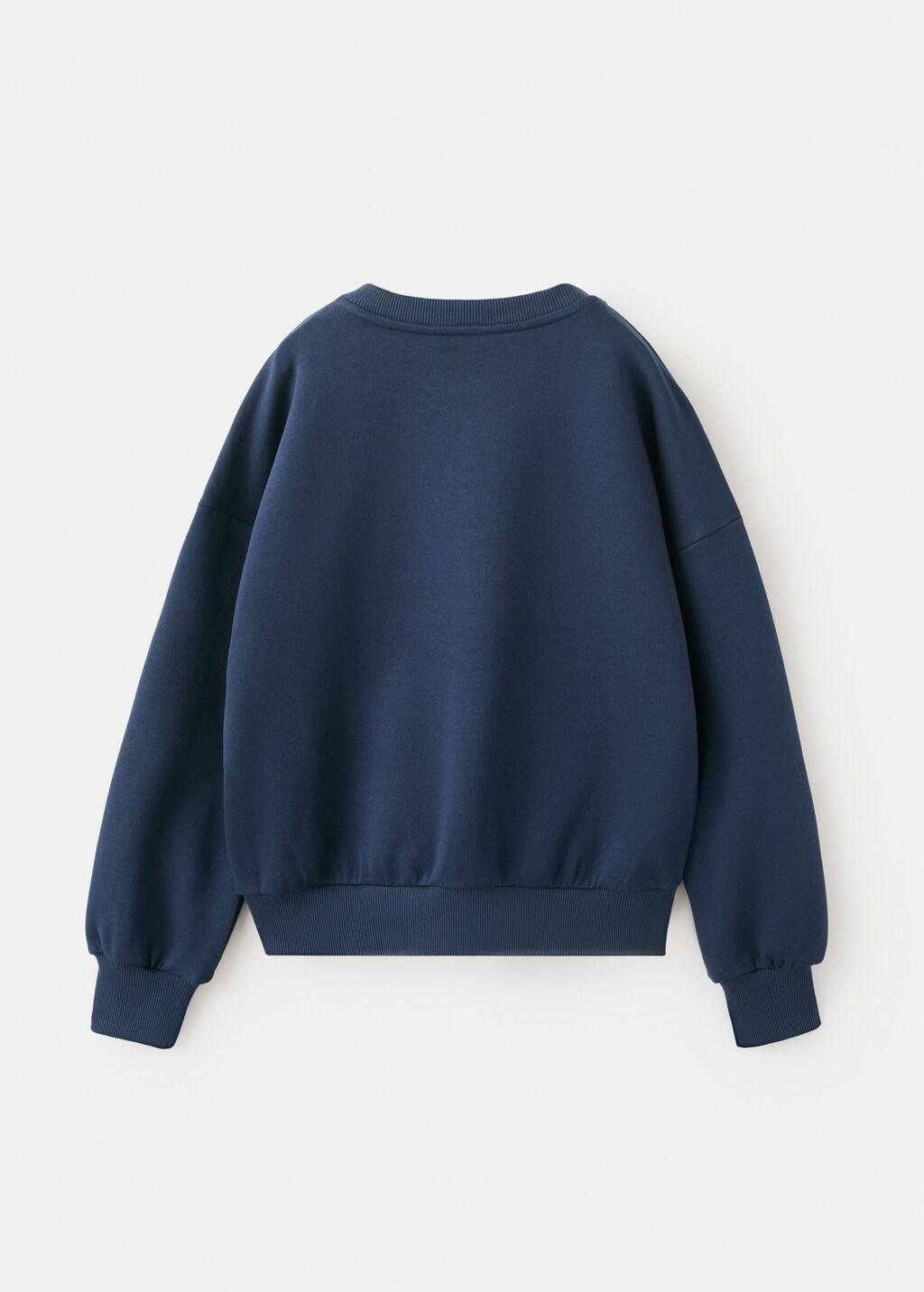 Navy Daisy Cotton Sweatshirt, Kids Girl, Navy, medium
