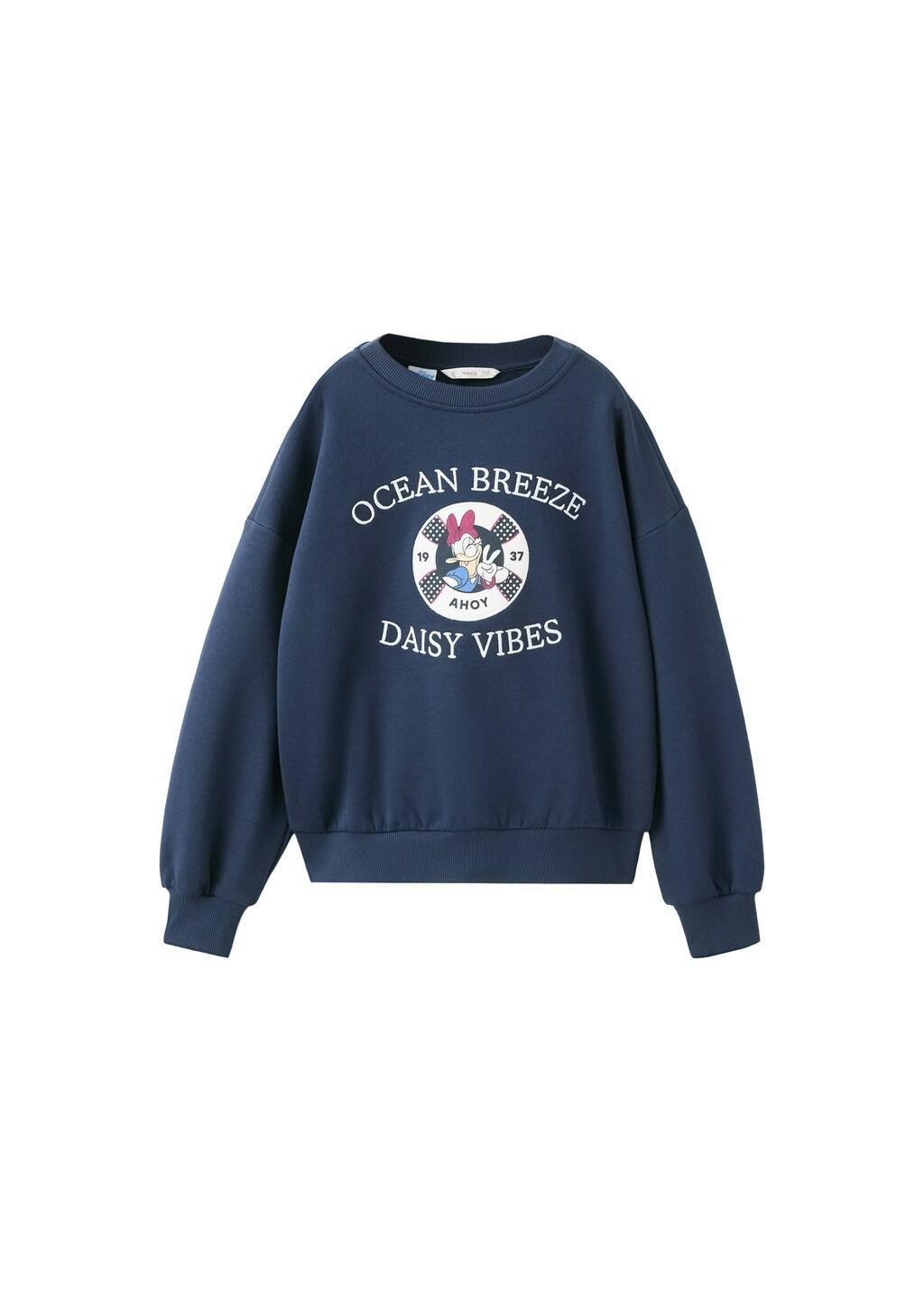 Navy Daisy Cotton Sweatshirt, Kids Girl, Navy, large image number 3