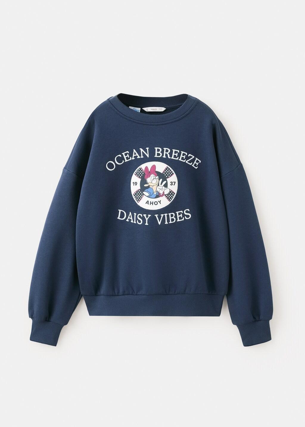 Navy Daisy Cotton Sweatshirt, Kids Girl, Navy, large image number 4