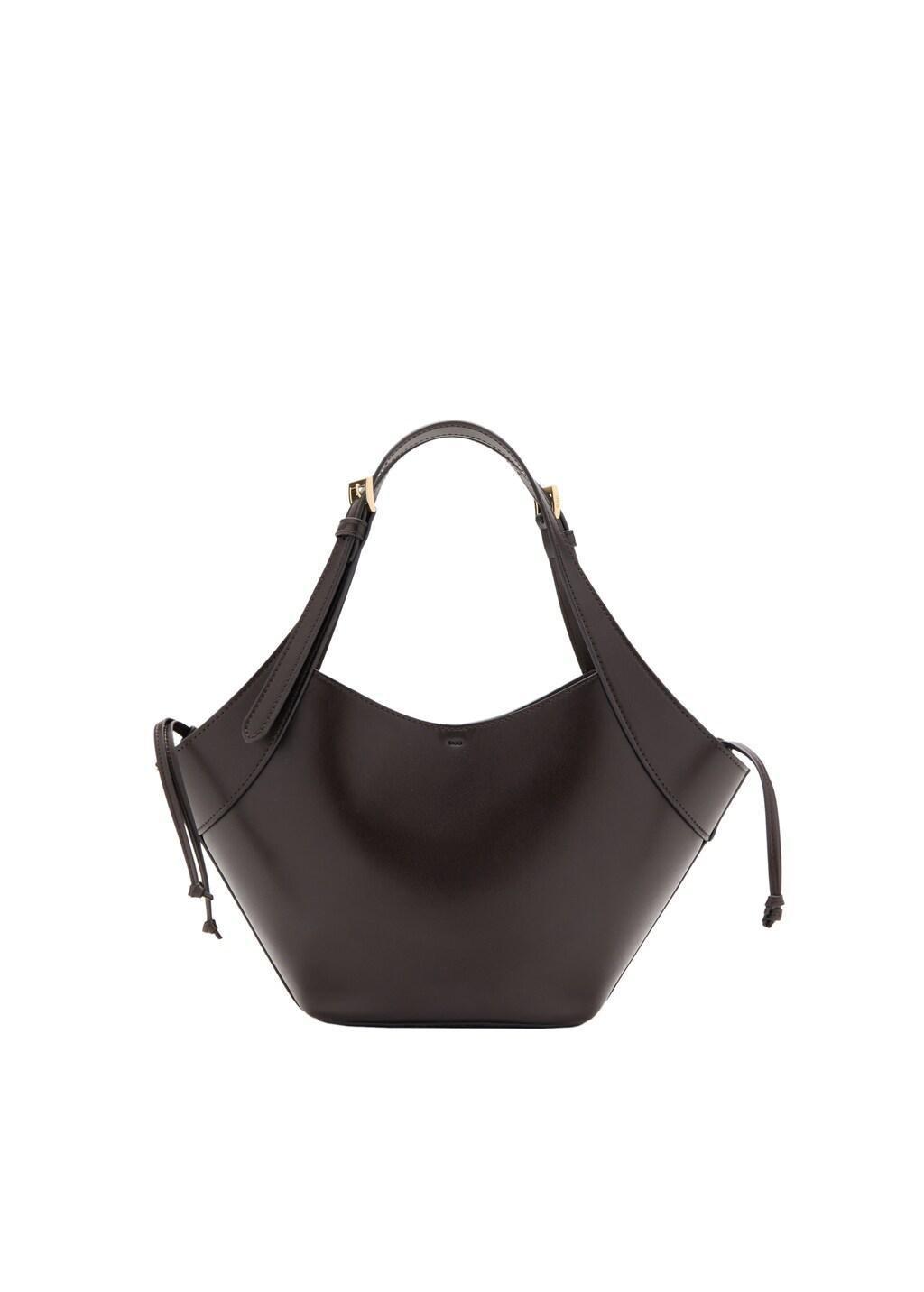 Brown Double Handle Handbag With Buckles, Dark Brown, large image number 2