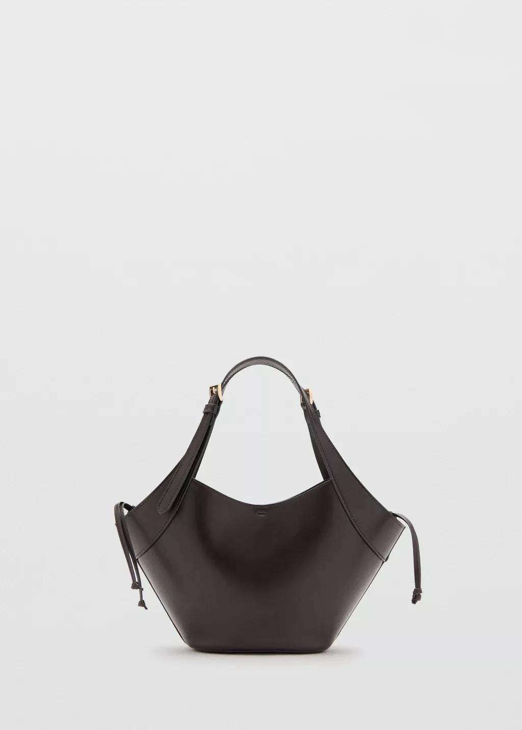 Brown Double Handle Handbag With Buckles, Dark Brown, large image number 3