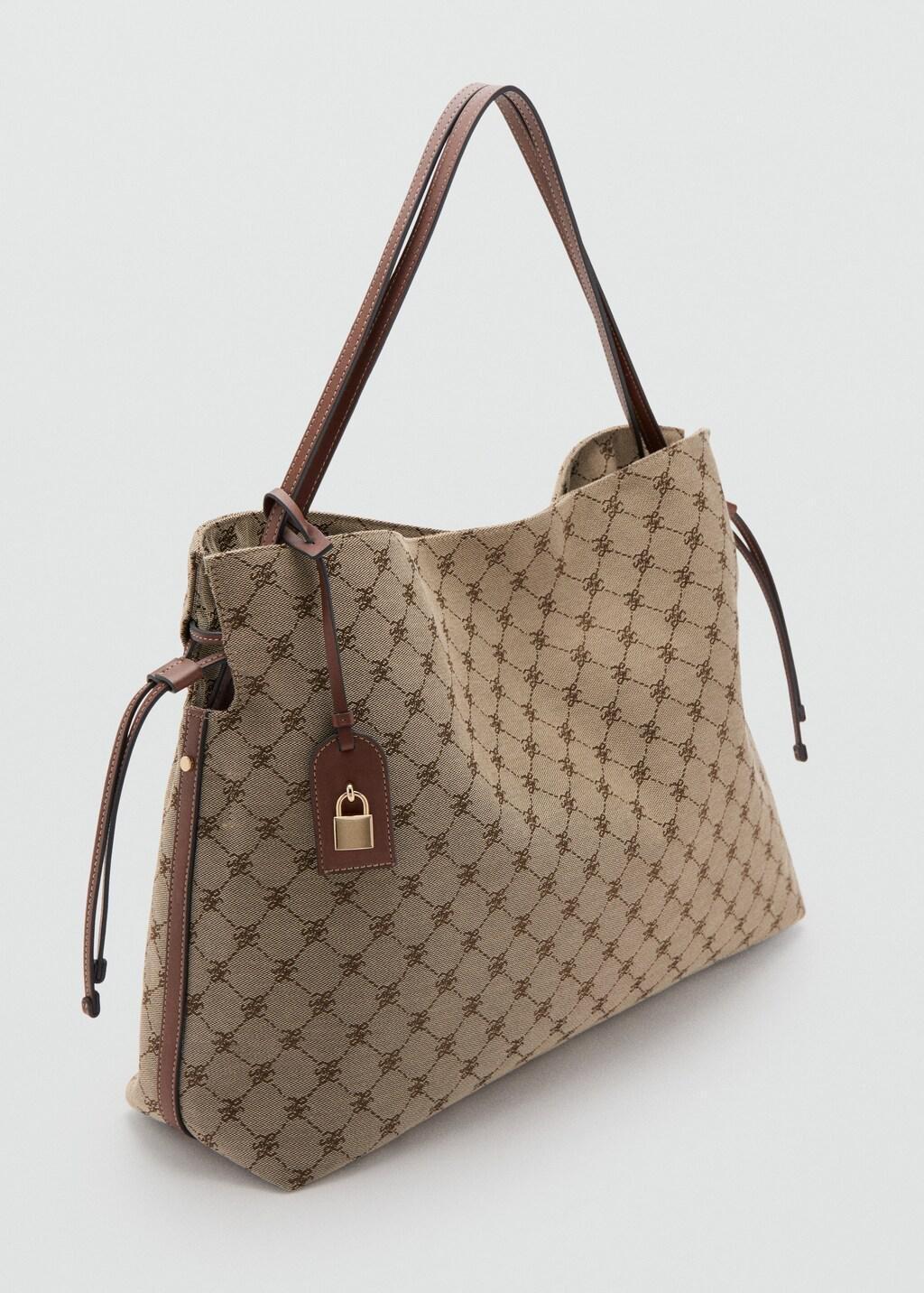 Brown Logo Print Drawstring Bag, Medium Brown, large image number 0