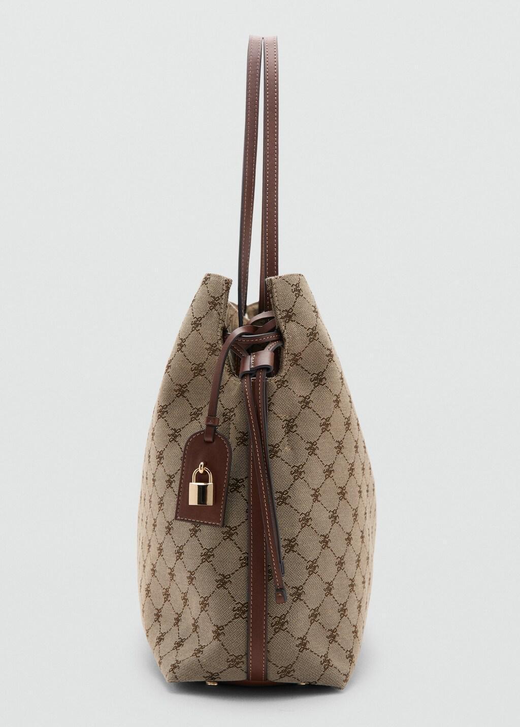 Brown Logo Print Drawstring Bag, Medium Brown, large image number 1