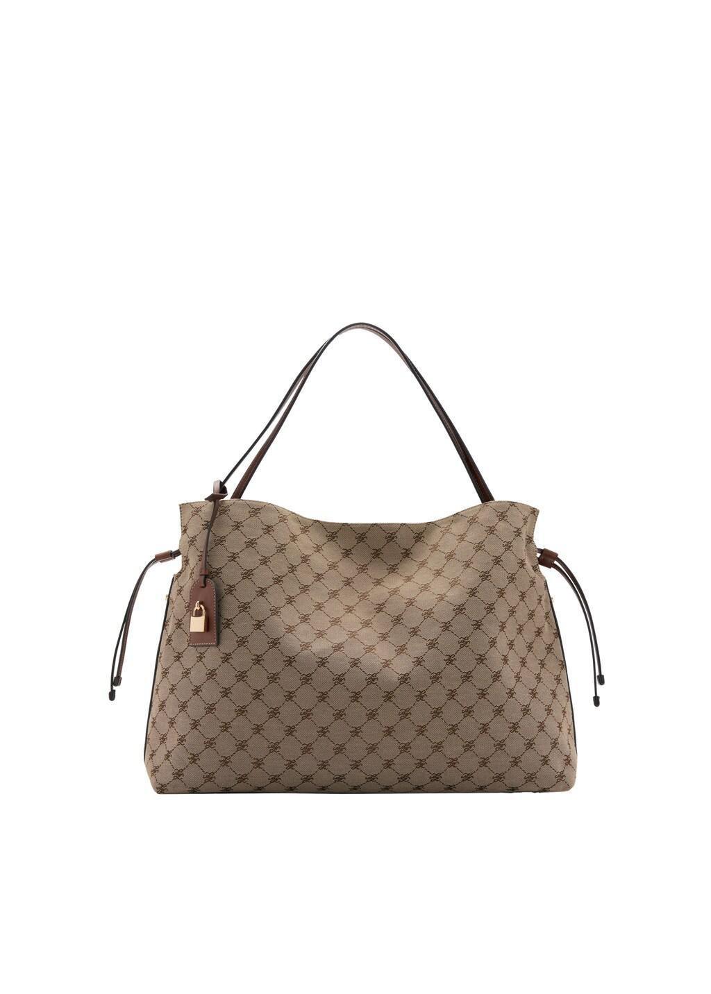 Brown Logo Print Drawstring Bag, Medium Brown, large image number 2