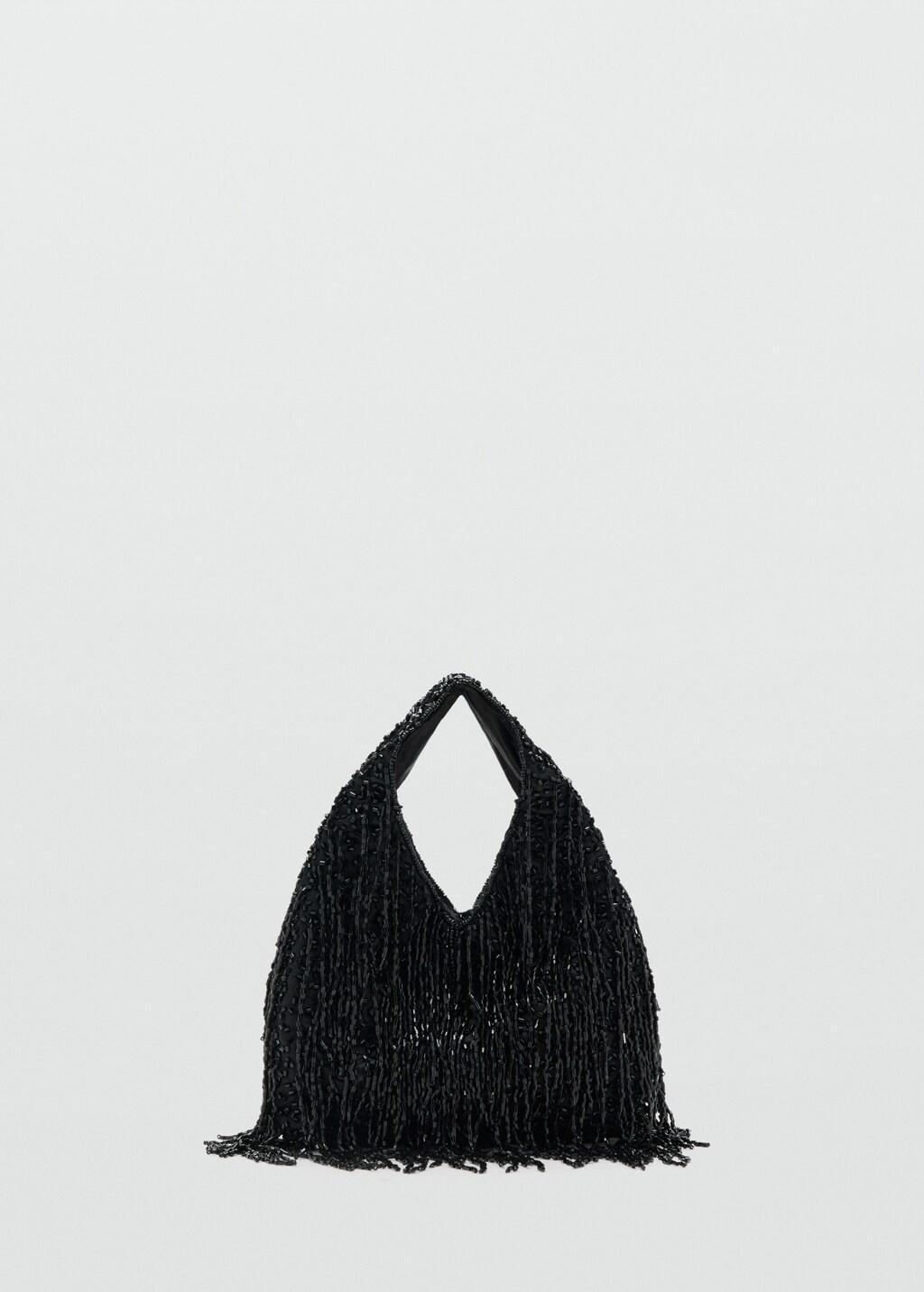 Black Fringed Handbag, Black, large image number 3