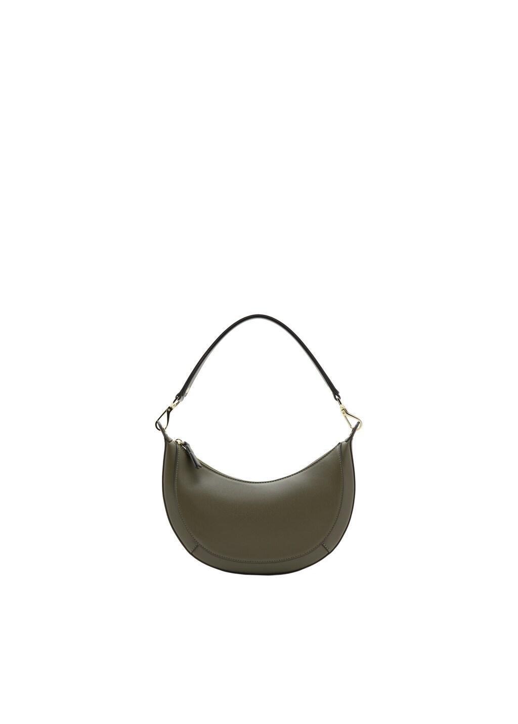 Khaki Oval Shoulder Bag, Beige - Khaki, medium