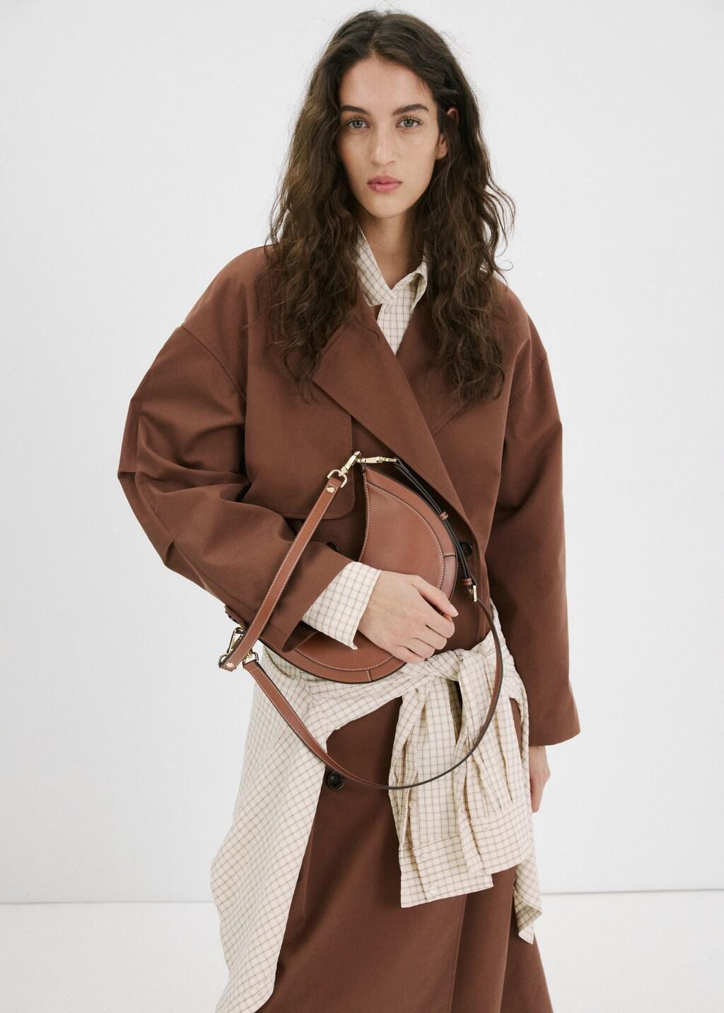 Camel Oval Shoulder Bag, Medium Brown, large image number 0