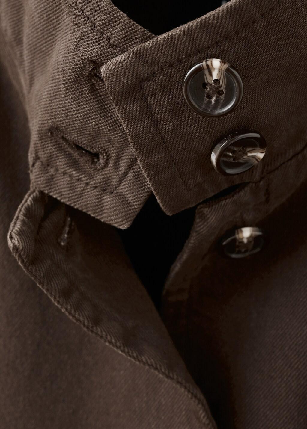 Brown Oversized Denim Parka With Pockets, Dark Brown, medium