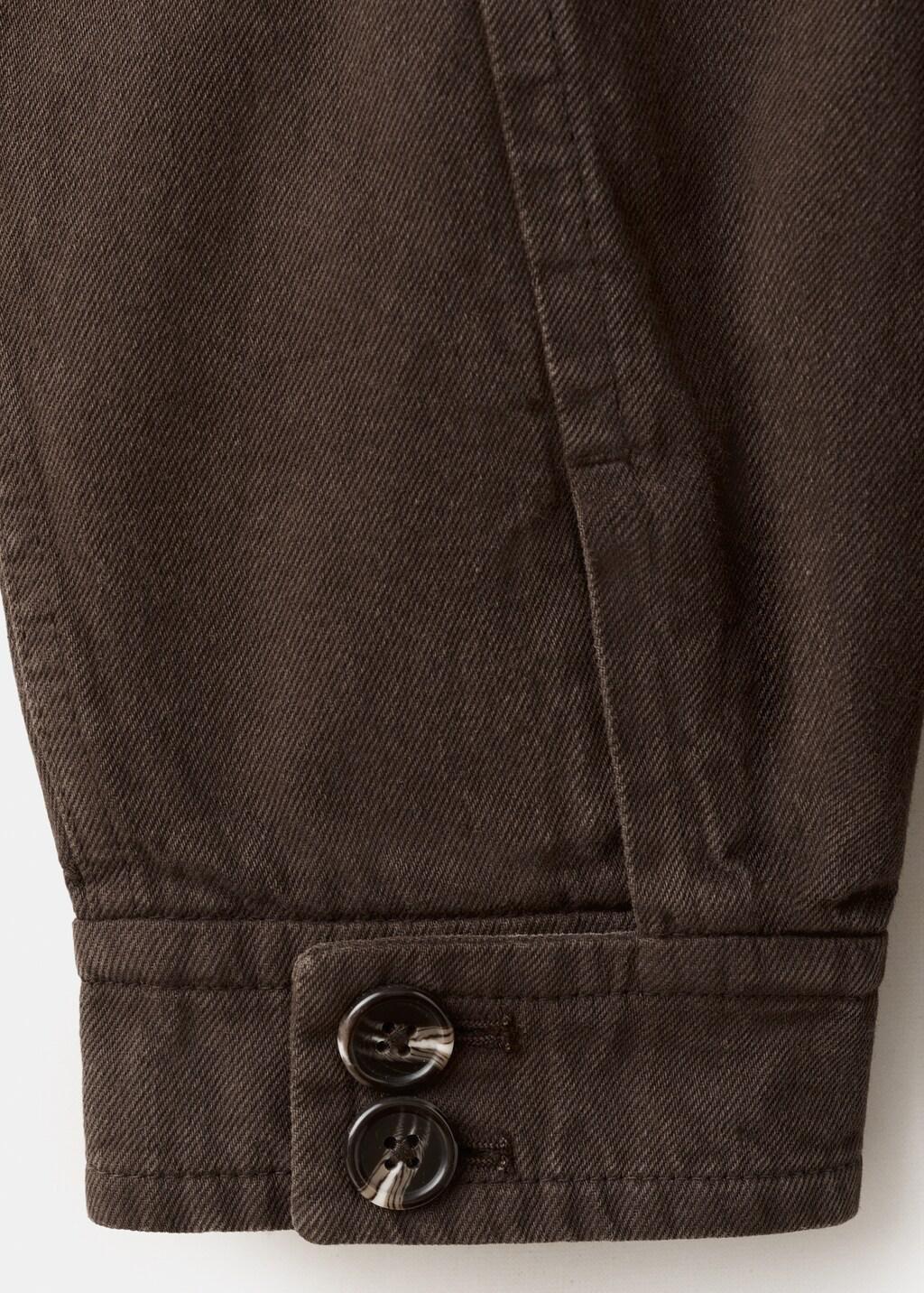 Brown Oversized Denim Parka With Pockets, Dark Brown, large image number 5