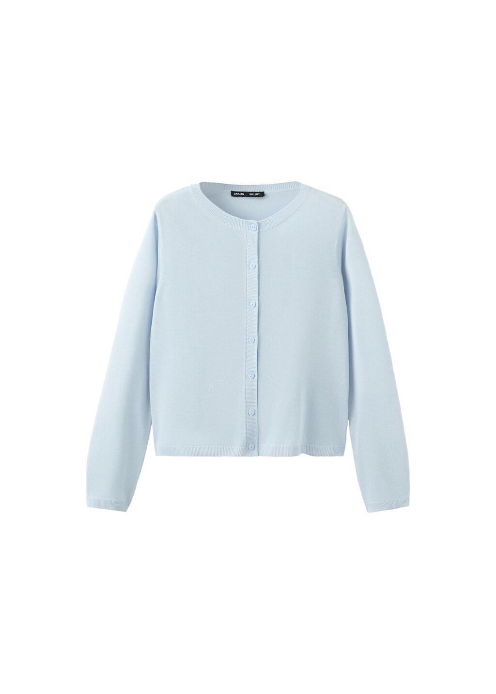 Blue Lt Pastel Fine-Knit Straight-Fit Cardigan, Light-Pastel Blue, large image number 6