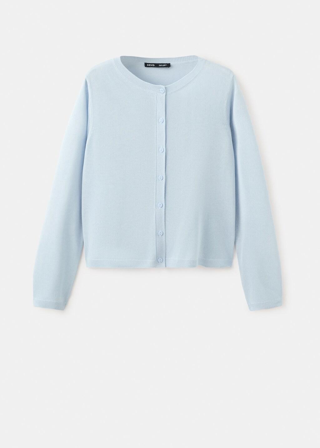 Blue Lt Pastel Fine-Knit Straight-Fit Cardigan, Light-Pastel Blue, large image number 7