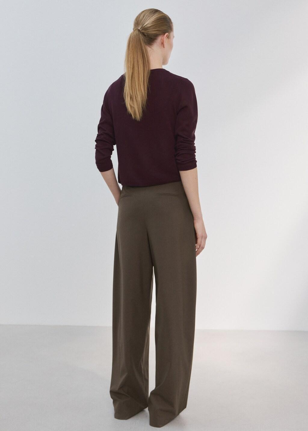 Red Fine-Knit Straight-Fit Cardigan, Dark Red, medium