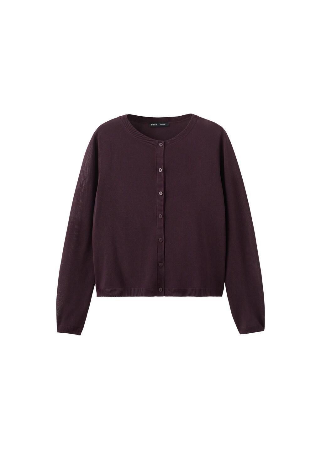 Red Fine-Knit Straight-Fit Cardigan, Dark Red, large image number 7