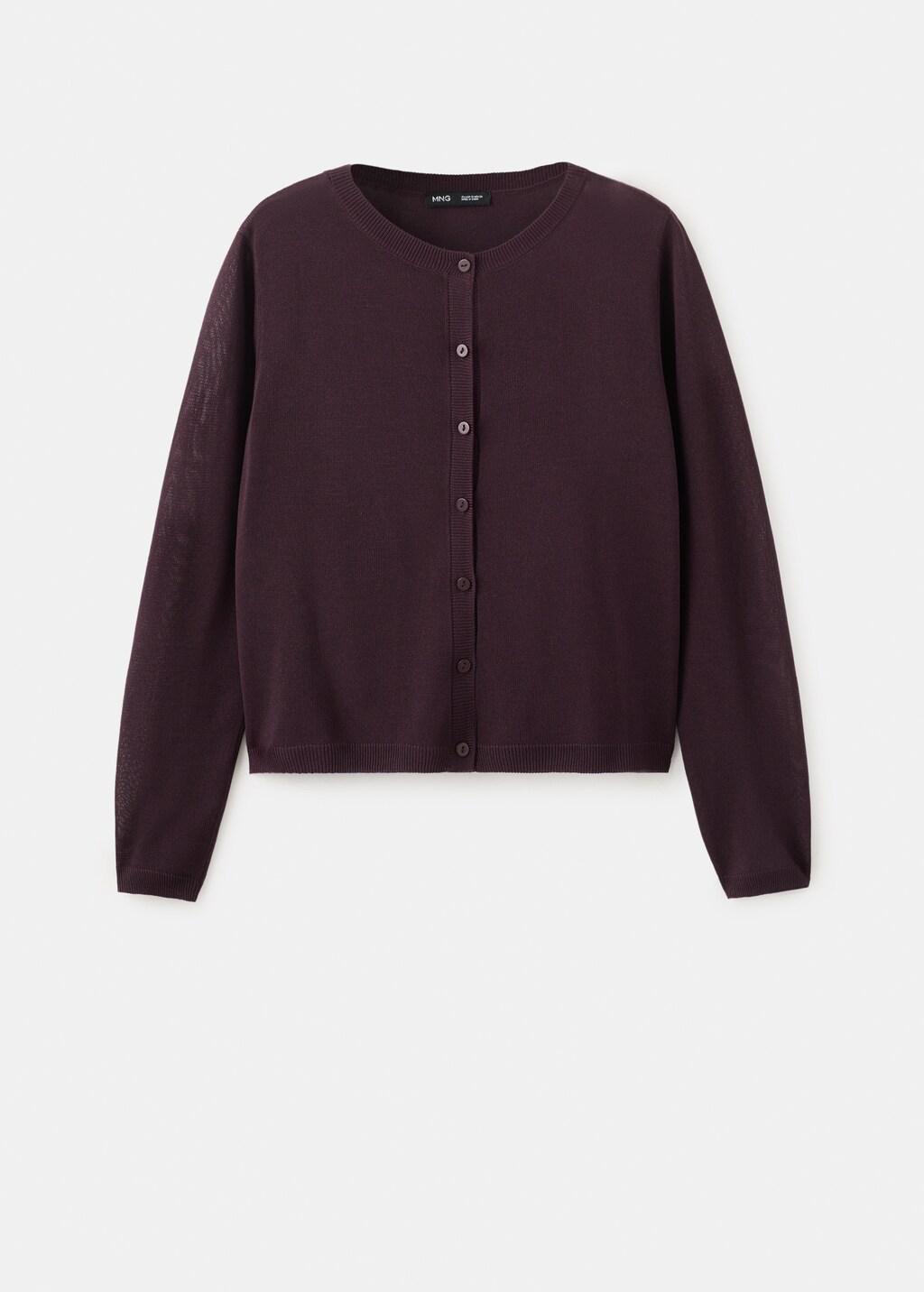 Red Fine-Knit Straight-Fit Cardigan, Dark Red, large image number 8