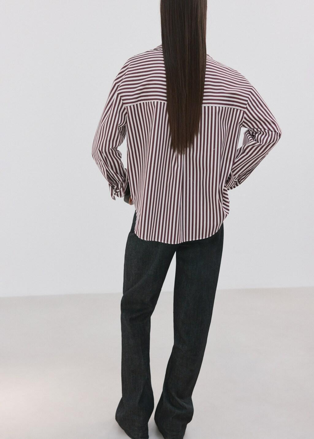 Beige Striped Cotton Shirt, Light Beige, medium