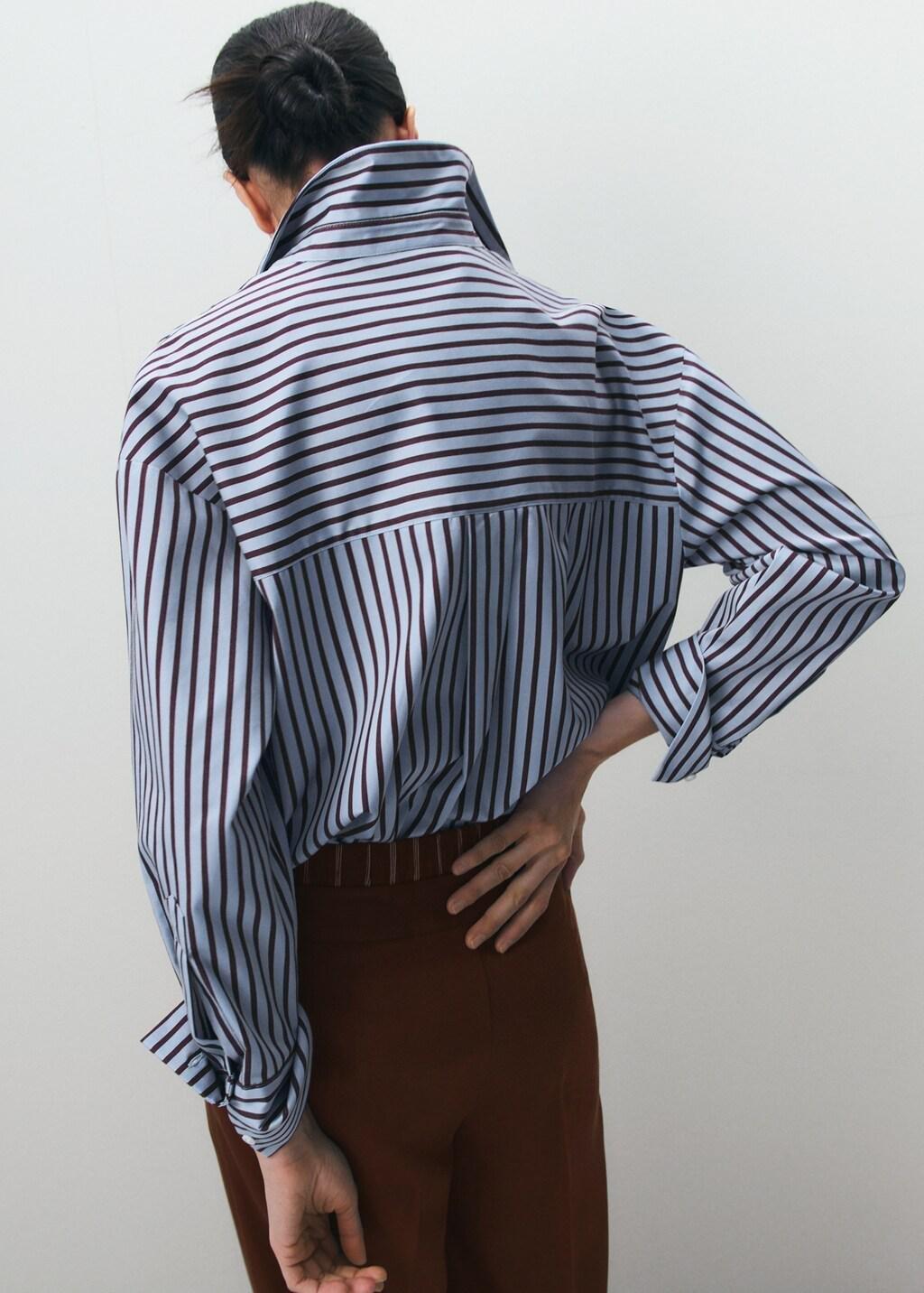 Blue Lt Pastel Striped Cotton Shirt, 0201_50, large image number 2