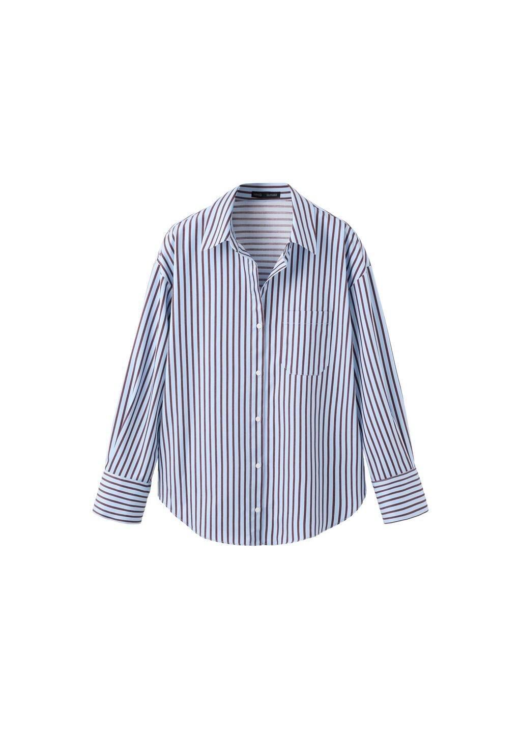 Blue Lt Pastel Striped Cotton Shirt, 0201_50, large image number 5
