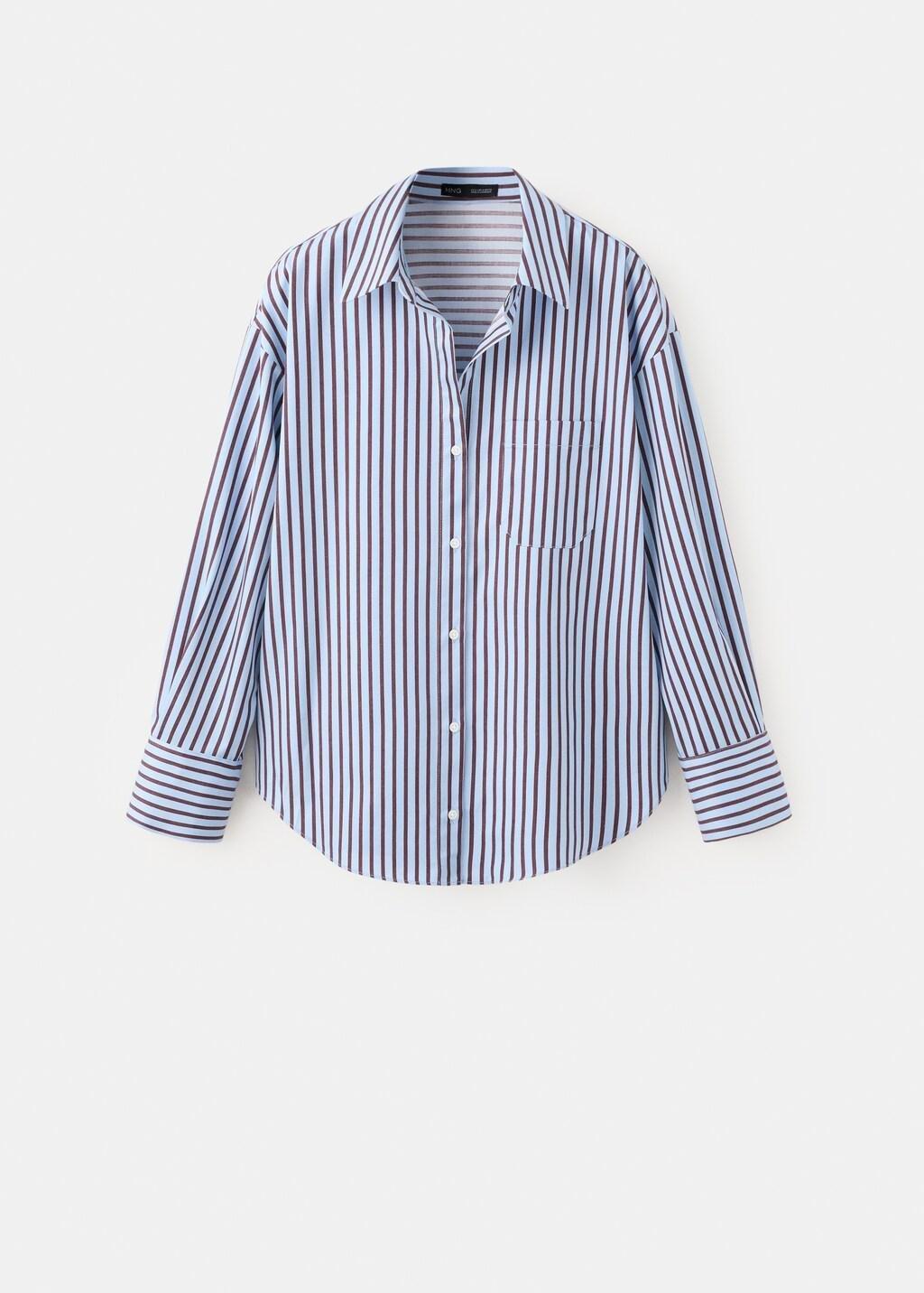 Blue Lt Pastel Striped Cotton Shirt, 0201_50, large image number 6