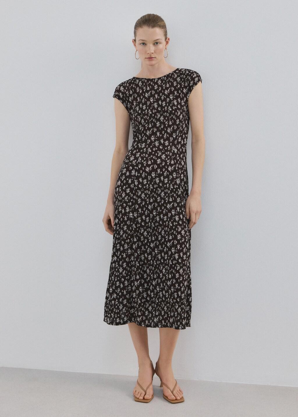 Brown Floral-Print Midi-Dress, 0201_30, medium