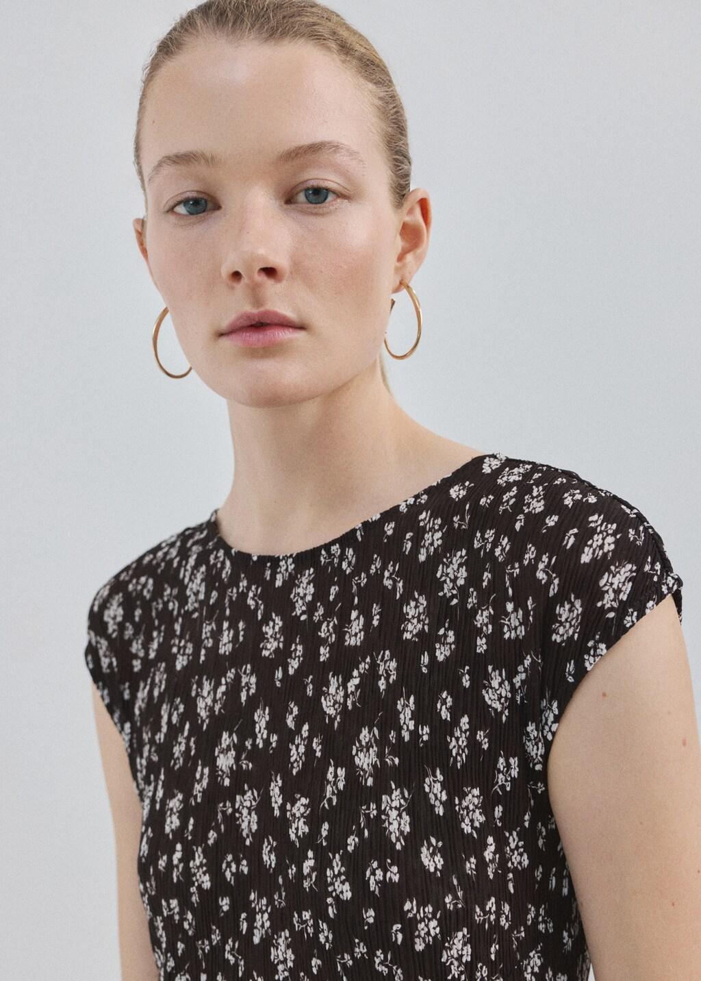 Brown Floral-Print Midi-Dress, Brown, large image number 4