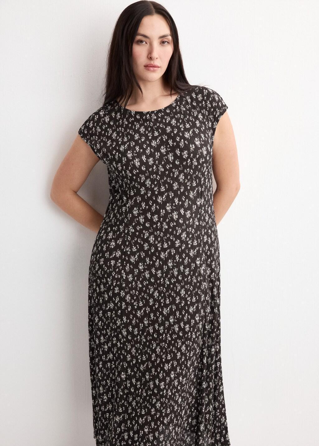 Brown Floral-Print Midi-Dress, 0201_30, large image number 6