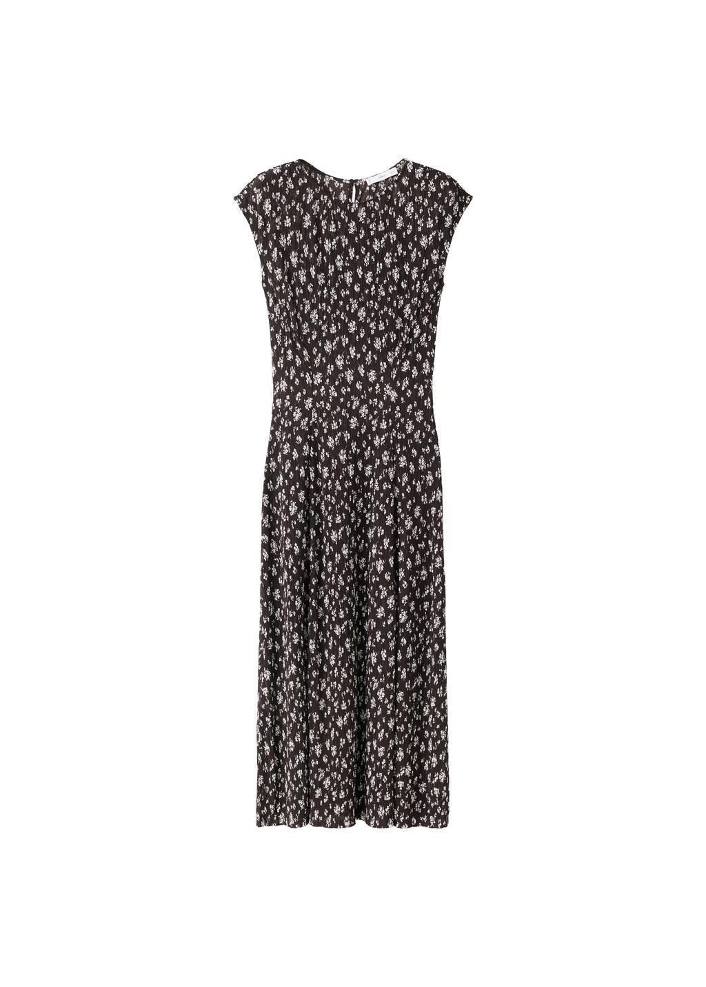 Brown Floral-Print Midi-Dress, Brown, large image number 7