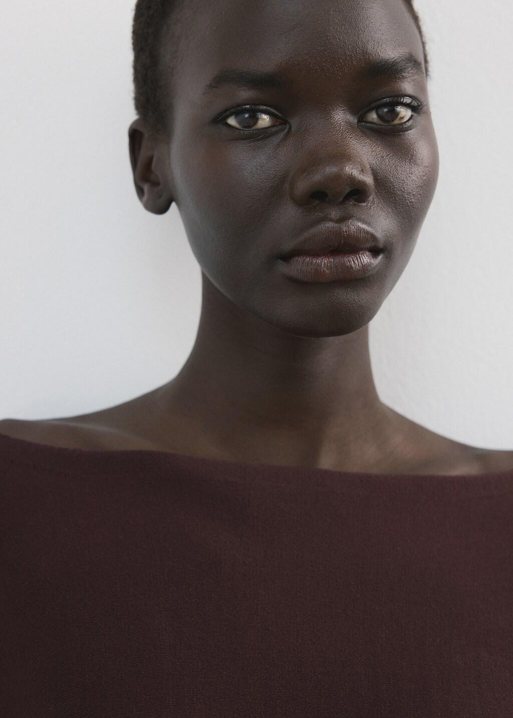 Red Asymmetrical Knitted Cape, Dark Red, large image number 4