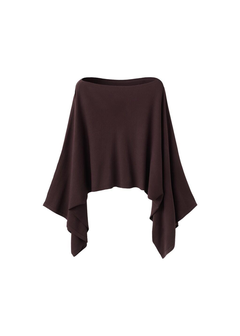 Red Asymmetrical Knitted Cape, Dark Red, large image number 6