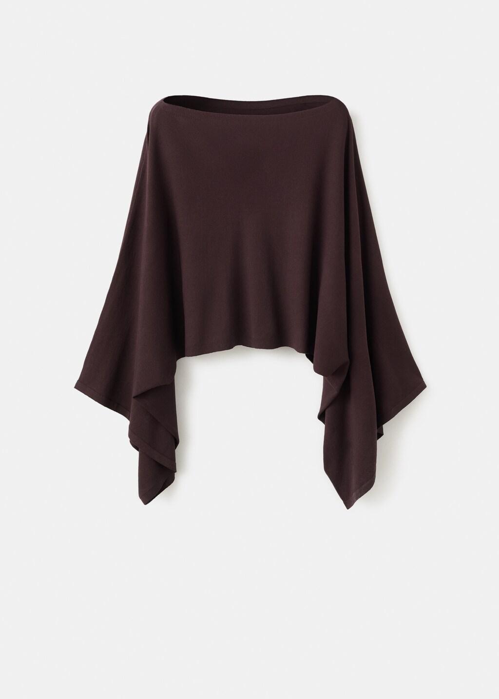 Red Asymmetrical Knitted Cape, Dark Red, large image number 7