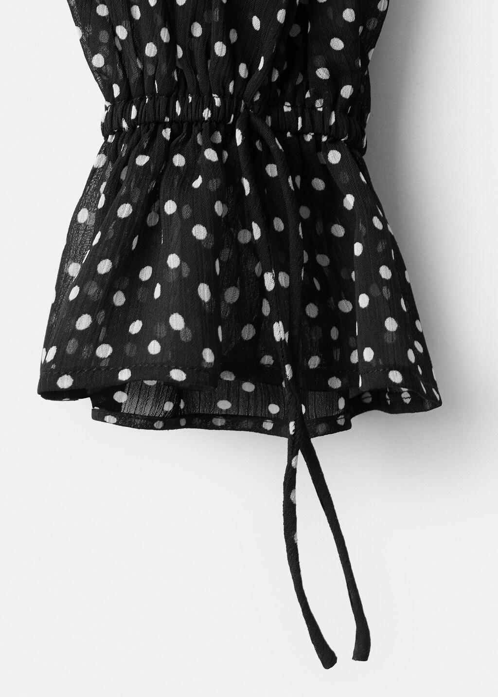 Black Polka Dot High-Neck Blouse, 0201_99, large image number 1