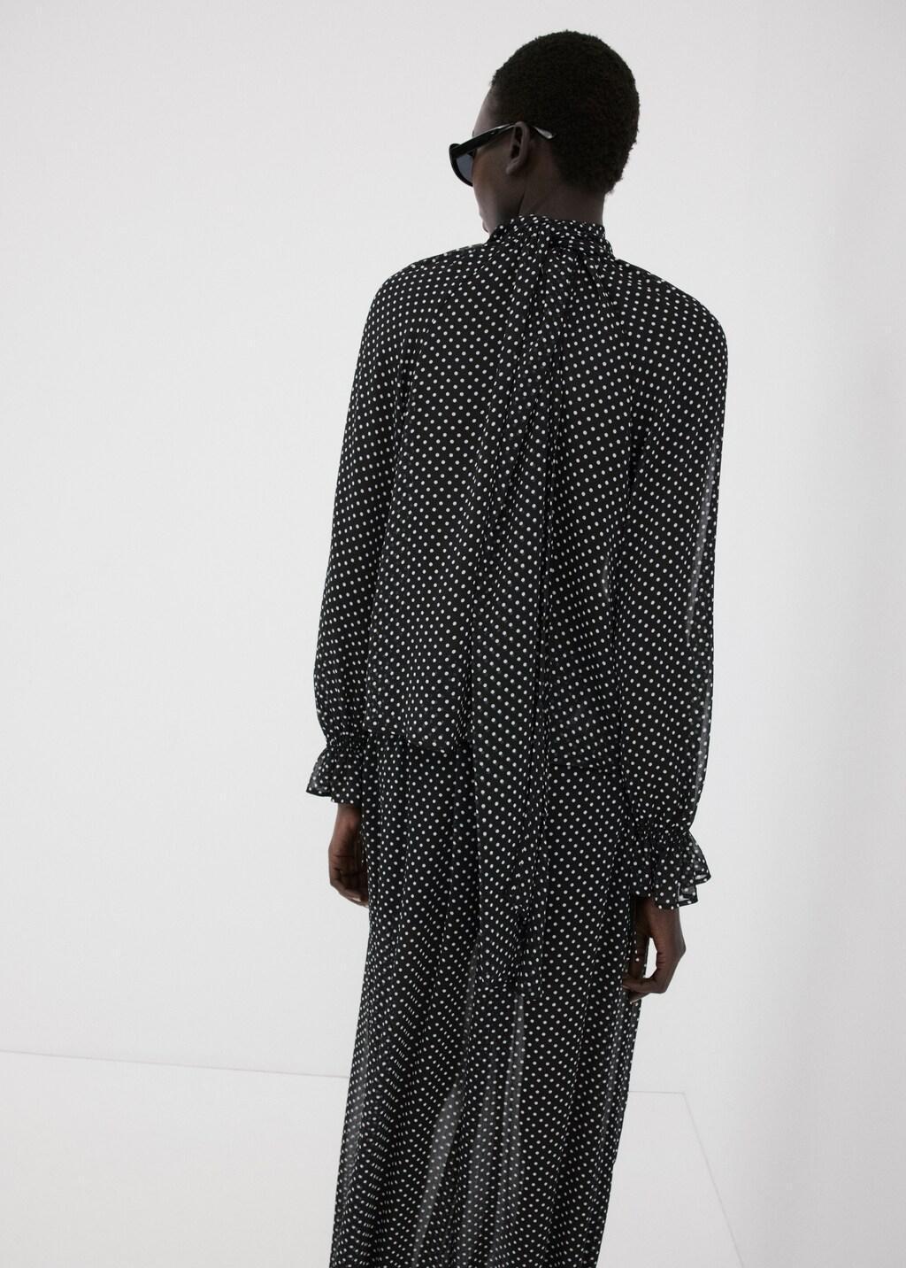 Black Polka Dot High-Neck Blouse, 0201_99, large image number 2