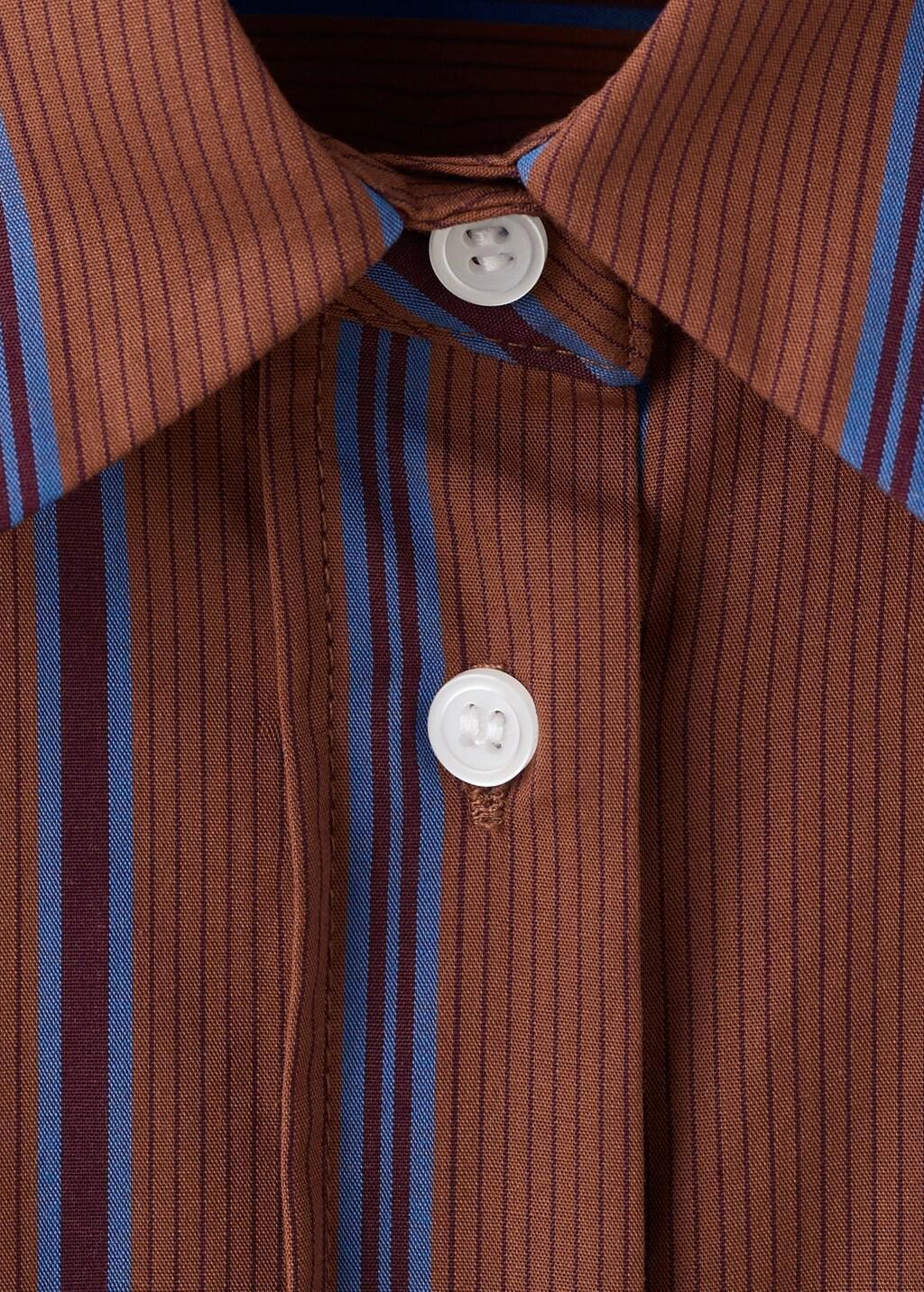 Orange Striped Cotton Shirt, Rust - Copper, medium