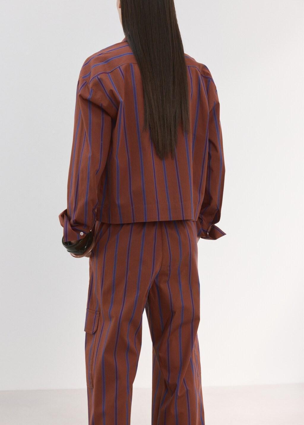 Orange Striped Cotton Shirt, Rust - Copper, large image number 2