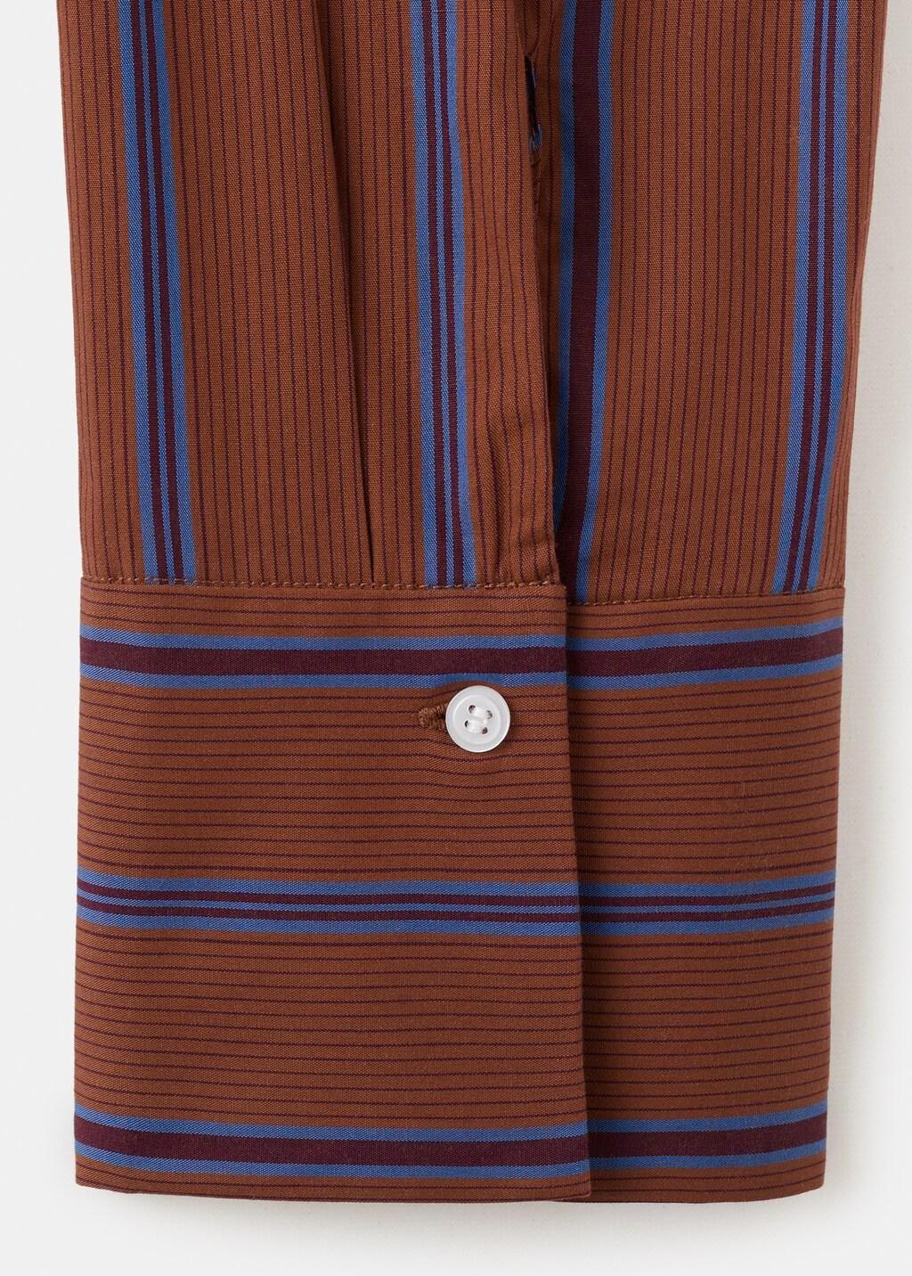 Orange Striped Cotton Shirt, Rust - Copper, large image number 5