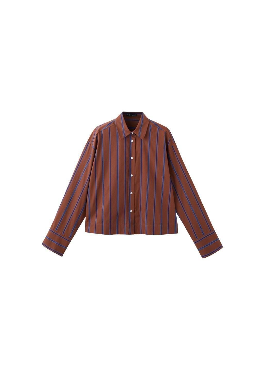 Orange Striped Cotton Shirt, Rust - Copper, large image number 7