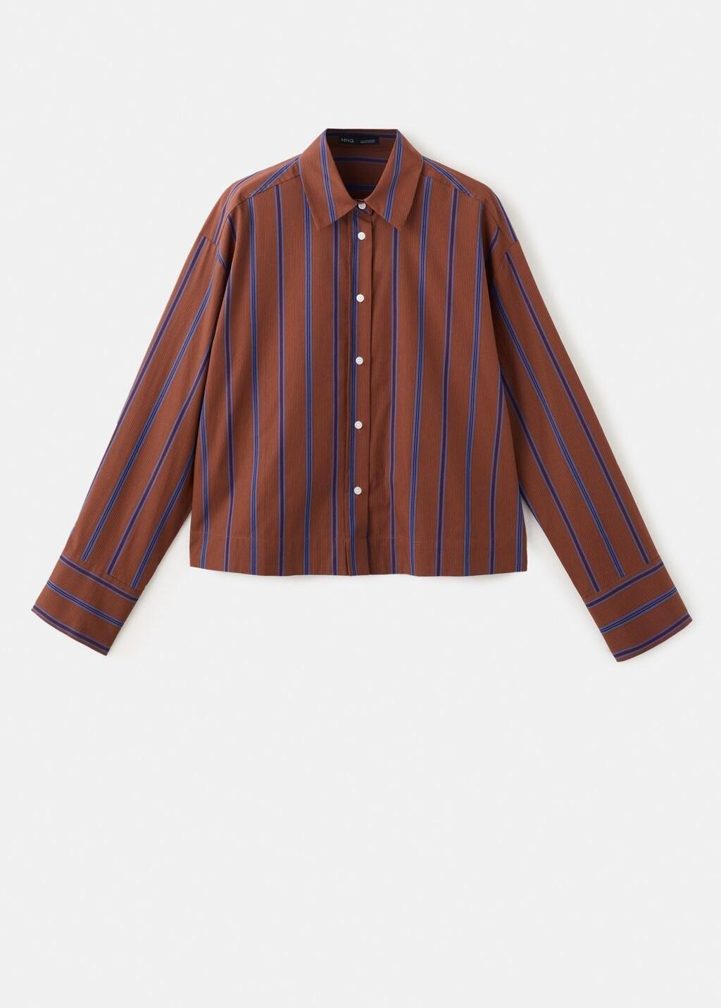 Orange Striped Cotton Shirt, Rust - Copper, large image number 8
