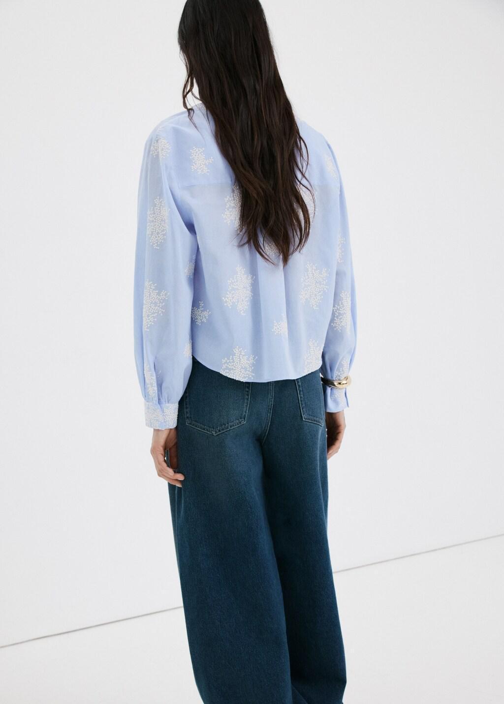 Blue Lt Pastel Floral Embroidered Shirt, Light-Pastel Blue, large image number 2