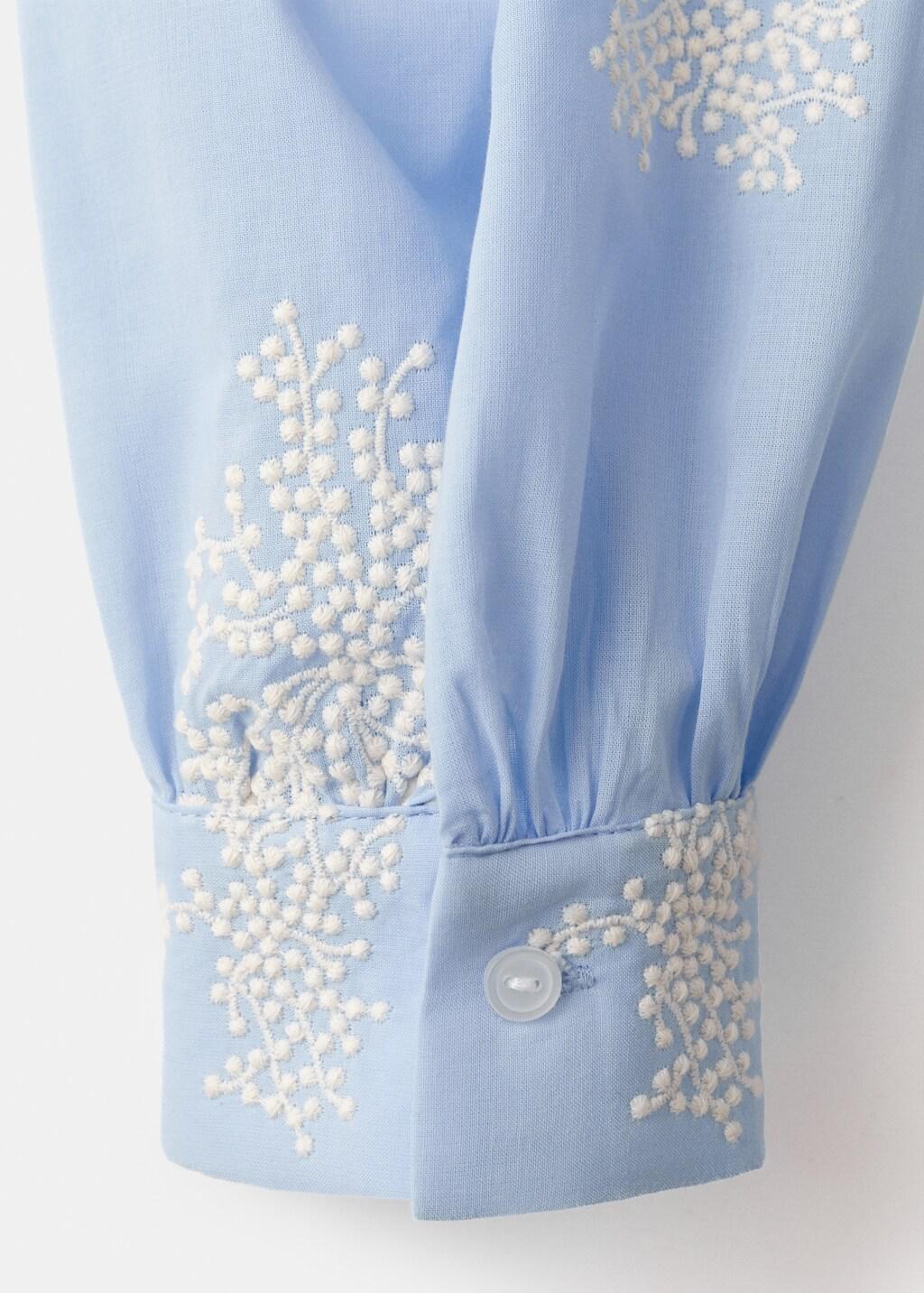 Blue Lt Pastel Floral Embroidered Shirt, Light-Pastel Blue, large image number 5