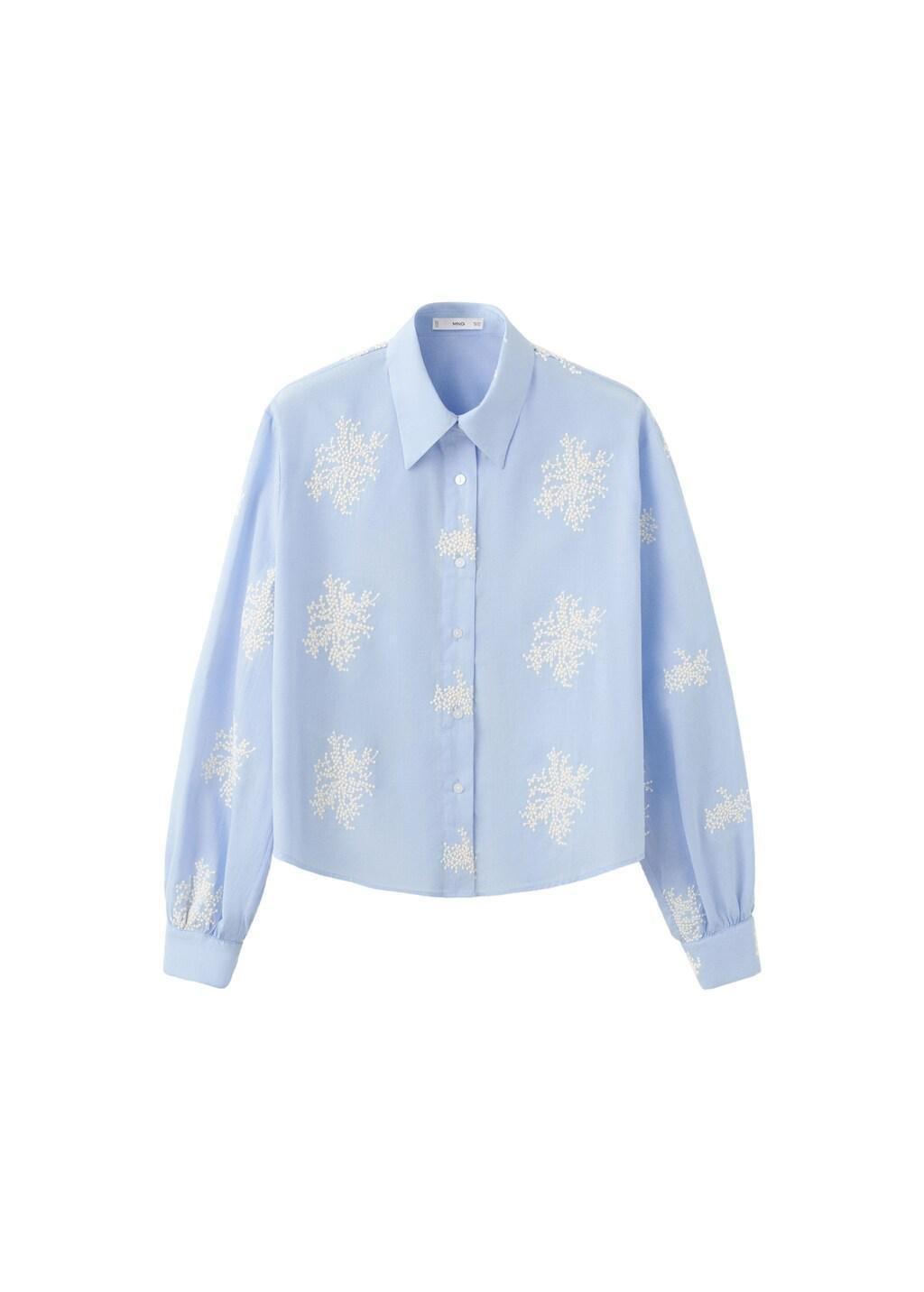 Blue Lt Pastel Floral Embroidered Shirt, Light-Pastel Blue, large image number 7