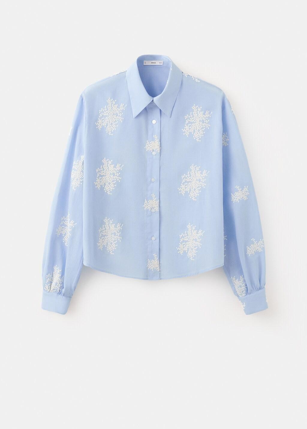 Blue Lt Pastel Floral Embroidered Shirt, Light-Pastel Blue, large image number 8