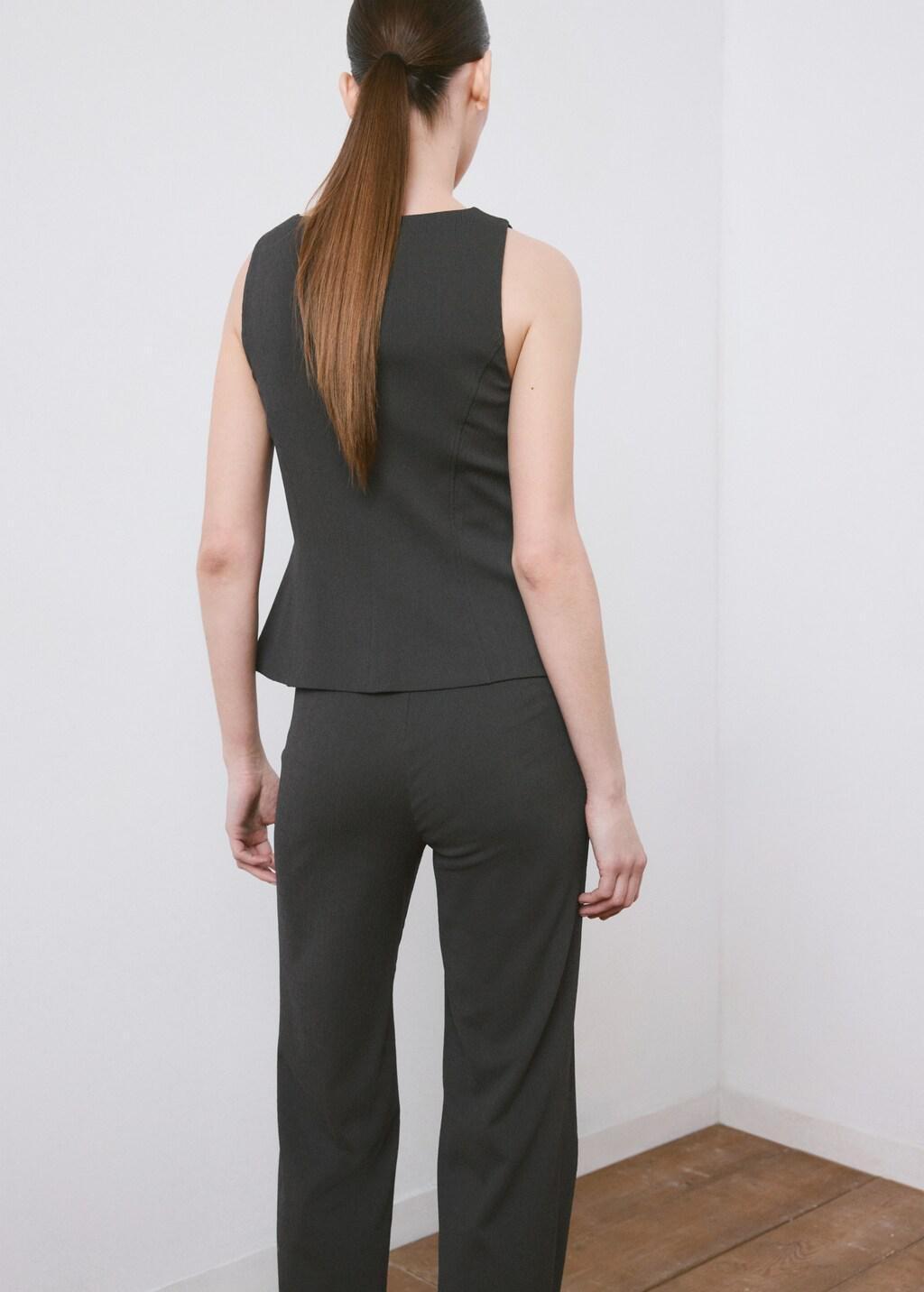 Grey Peplum Button Waistcoat, Grey, medium