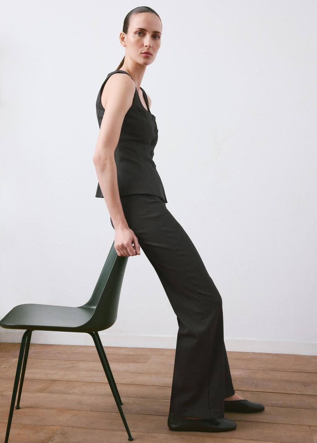 Grey Peplum Button Waistcoat, Grey, large image number 3