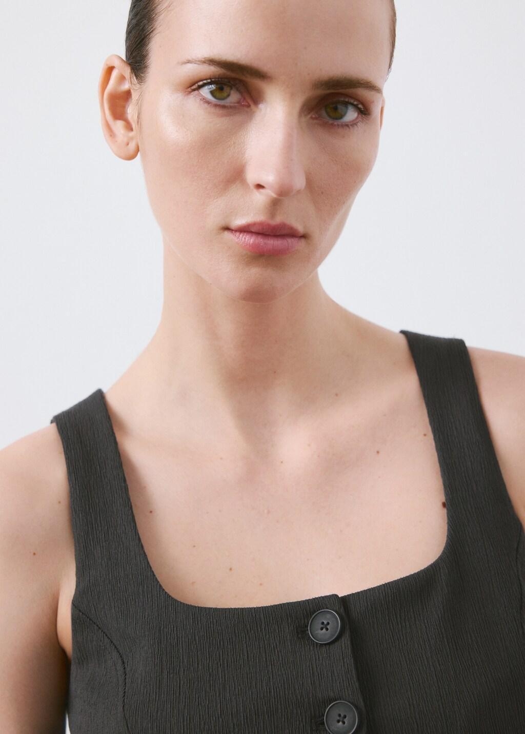 Grey Peplum Button Waistcoat, Grey, large image number 4