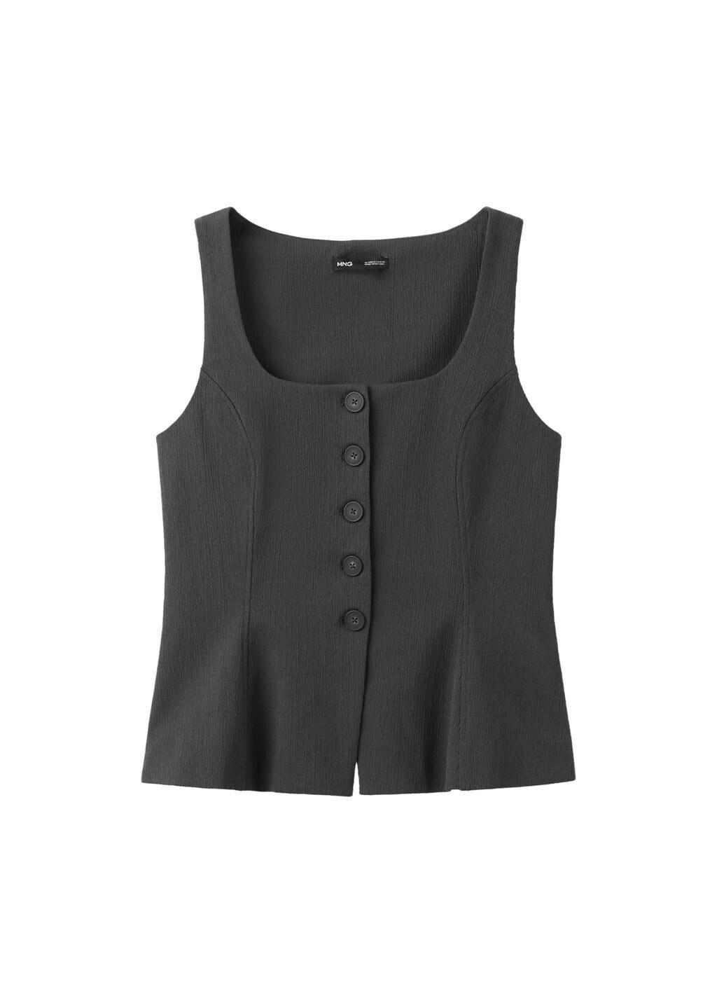 Grey Peplum Button Waistcoat, Grey, large image number 6