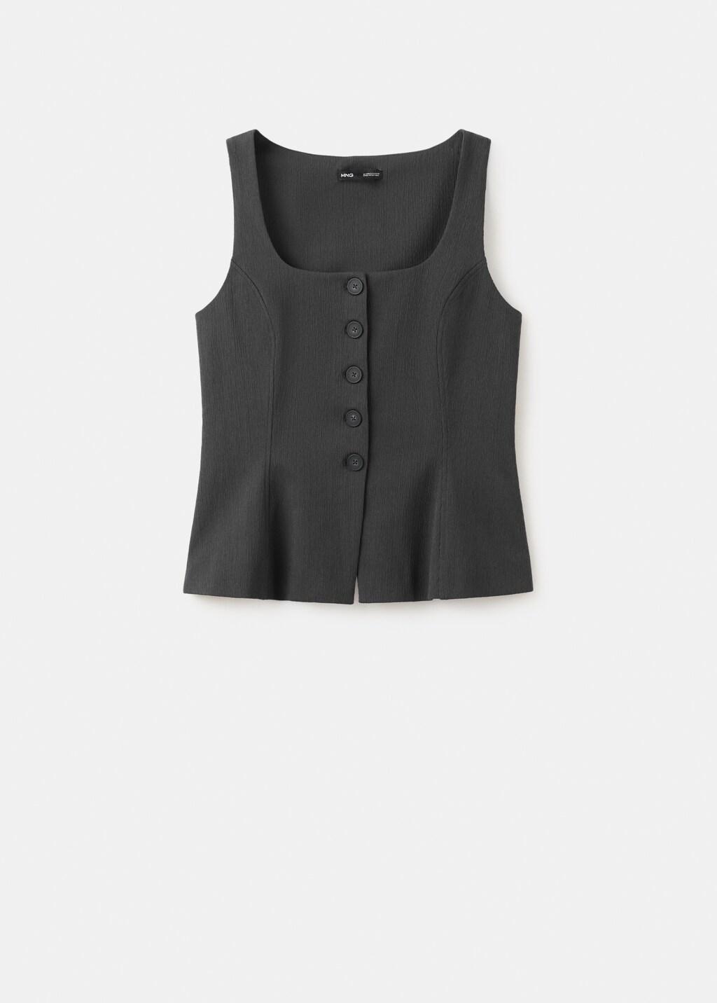 Grey Peplum Button Waistcoat, Grey, large image number 7