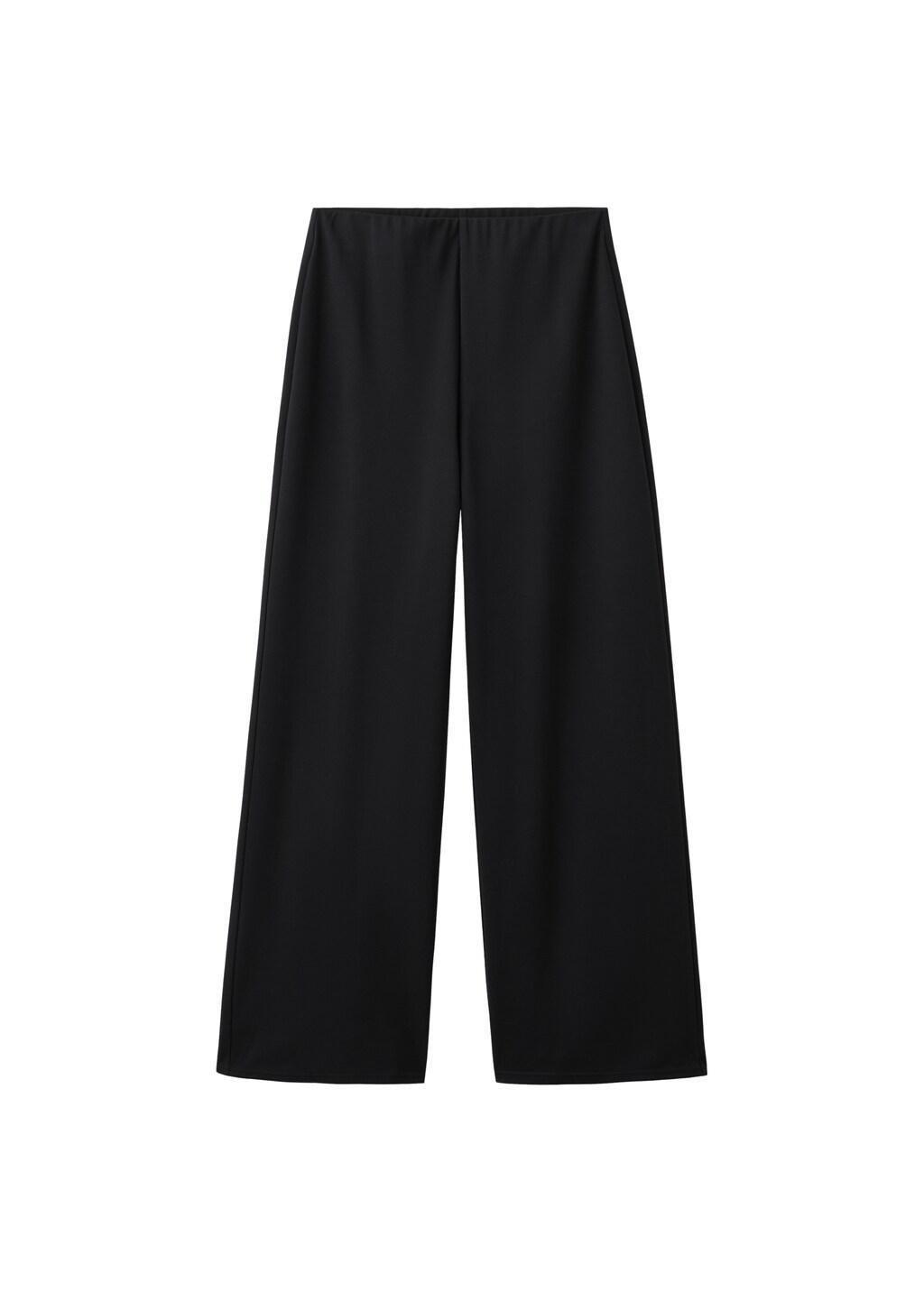 Black Straight-Fit Trousers With Elastic Waist, 0201_99, large image number 7