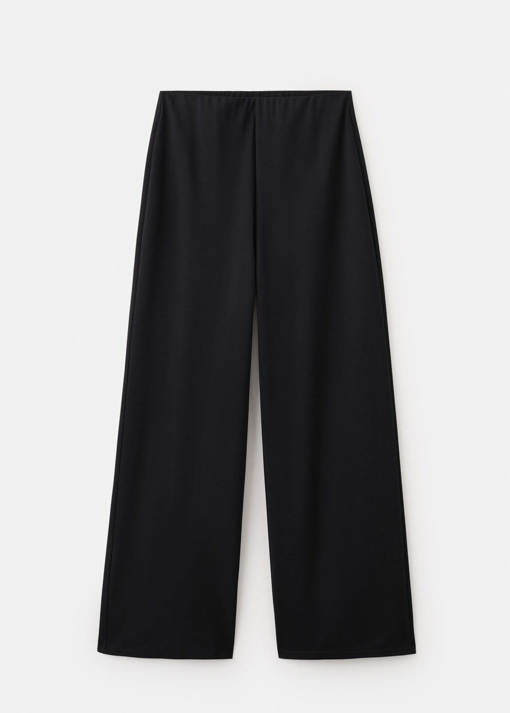 Black Straight-Fit Trousers With Elastic Waist, 0201_99, large image number 8